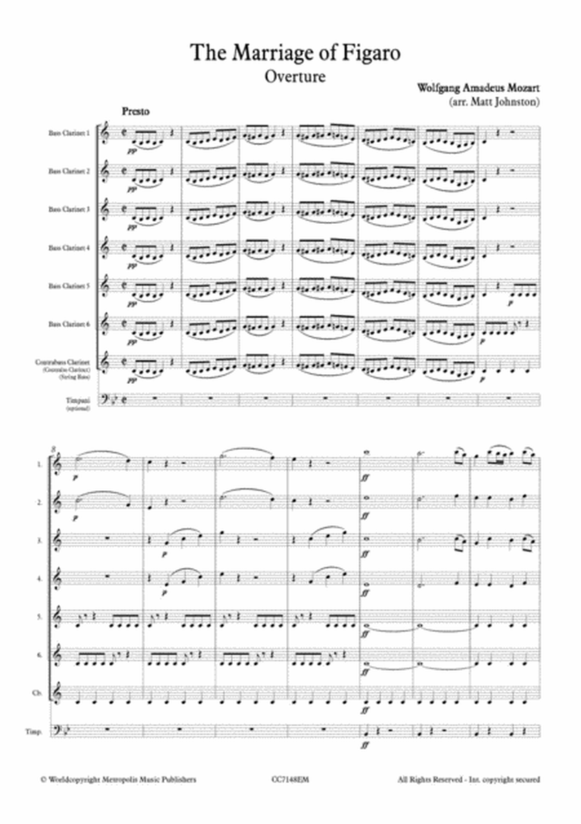 The Marriage of Figaro - Overture for Low Clarinet Choir