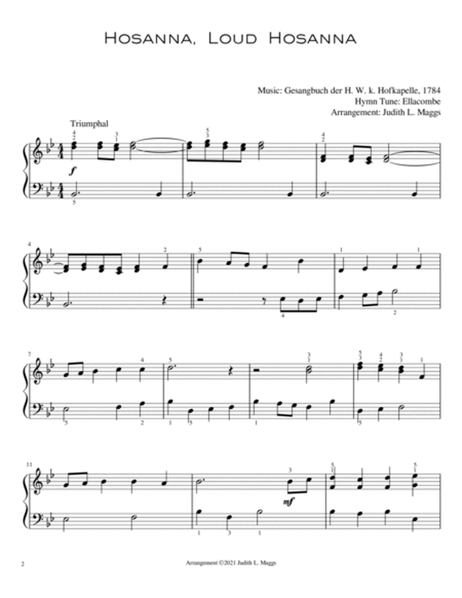 Hosanna, Loud Hosanna (Ellacombe) for Intermediate Piano image number null