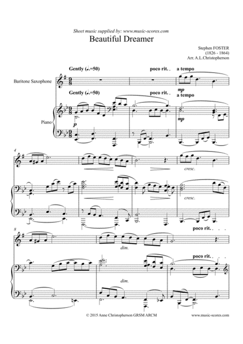 Beautiful Dreamer - Baritone Saxophone and Piano image number null