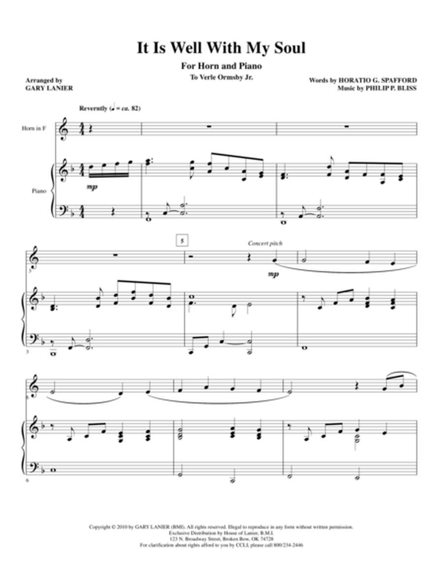 Gary Lanier: 3 BEAUTIFUL HYMNS, Set IV (Duets for Horn in F & Piano) image number null