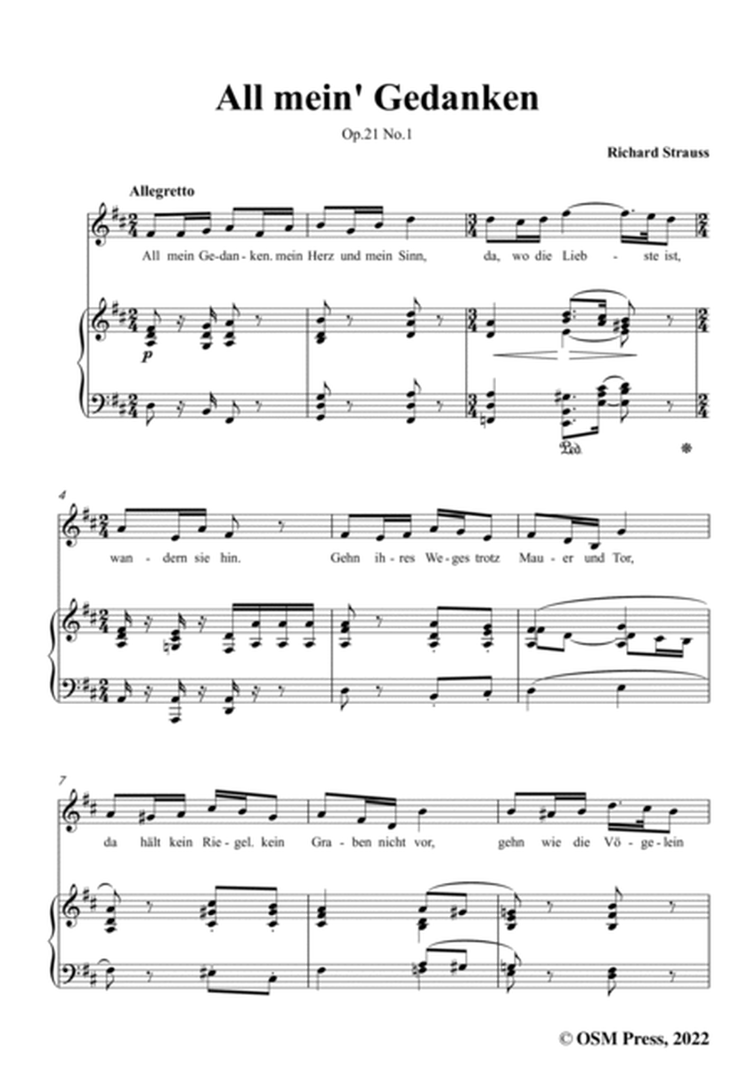 Richard Strauss-All mein' Gedanken,Op.21 No.1,in D Major image number null