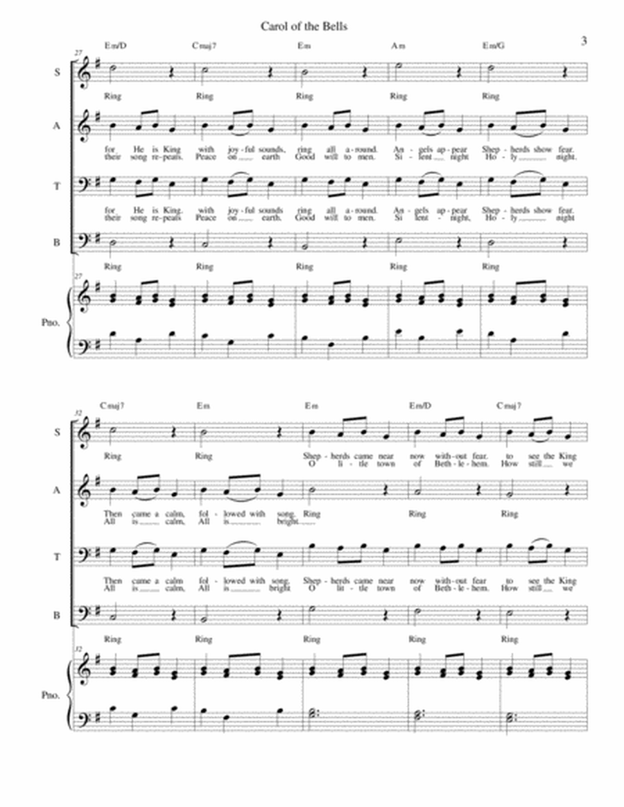 Carol of the Bells (Hear them Ring) - SATB and Piano image number null