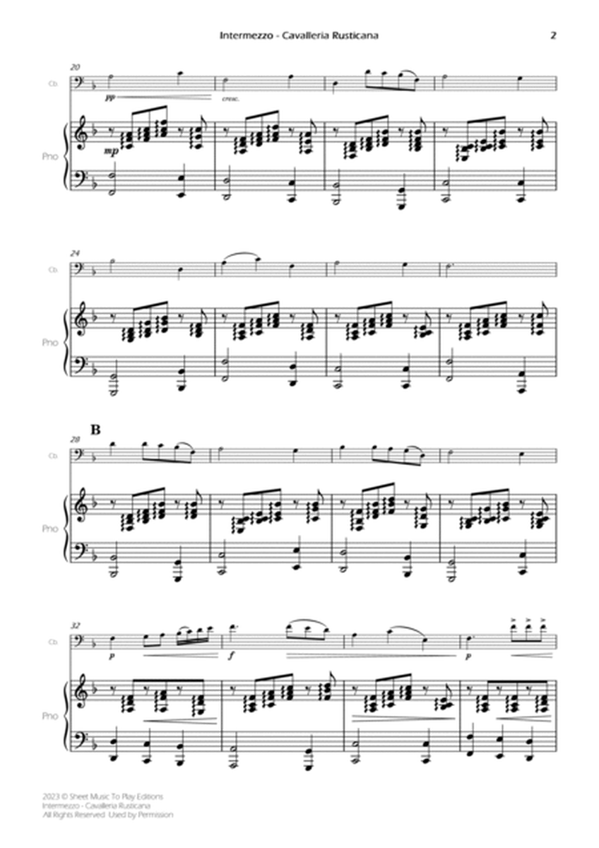 Intermezzo from Cavalleria Rusticana - Contrabass and Piano (Full Score and Parts) image number null