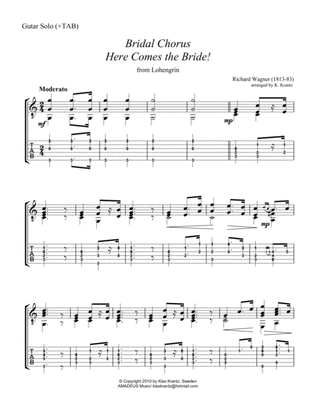 Book cover for Bridal Chorus / Here Comes the Bride! for easy guitar solo (+TAB)