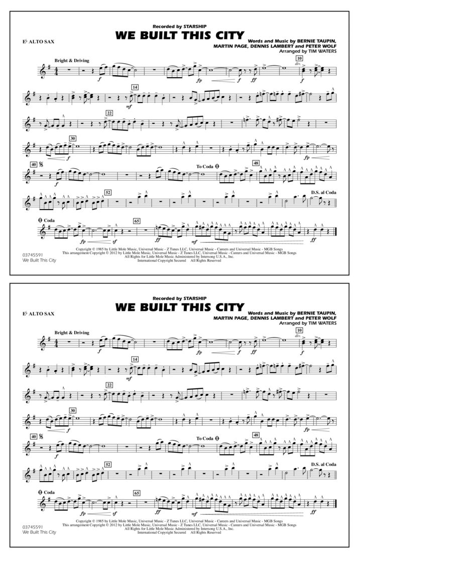 We Built This City - Eb Alto Sax