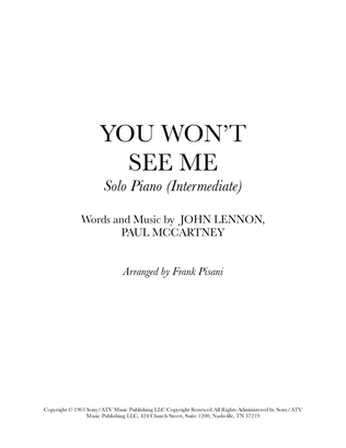 Book cover for You Won't See Me