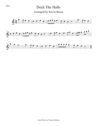 Book cover for Deck The Halls (Easy key of C) Oboe