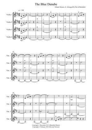 The Blue Danube for Violin Quartet