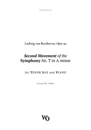 Book cover for Symphony No. 7 by Beethoven for Tenor Sax