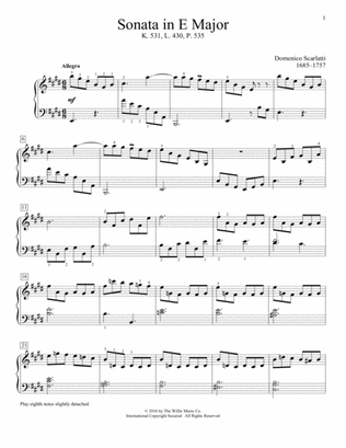 Book cover for Sonata In E Major, K. 531, L. 430, P. 535