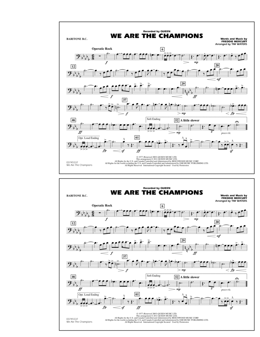 We Are The Champions - Baritone B.C.