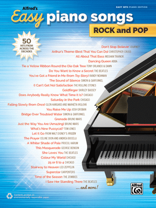 Book cover for Alfred's Easy Piano Songs -- Rock & Pop