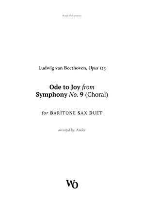 Book cover for Ode to Joy by Beethoven for Baritone Sax Duet