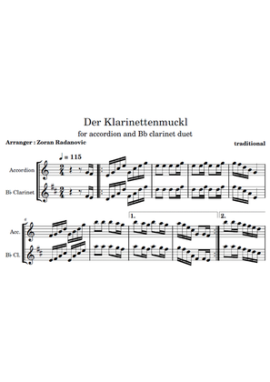 Book cover for Der Klarinettenmuckl - for accordion and Bb clarinet duet