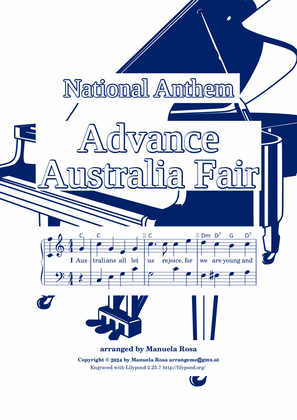 Advance Australia Fair (easy piano version, uncolored notes)