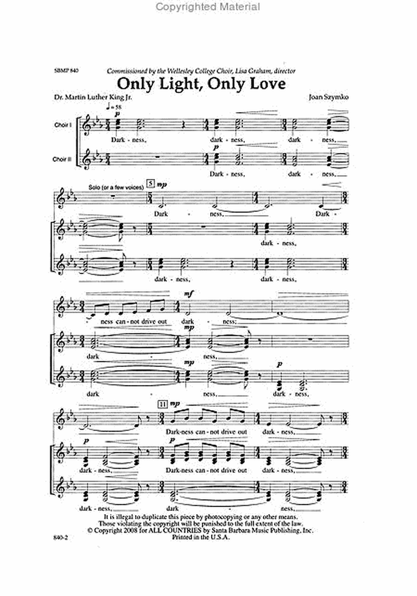 Only Light, Only Love - SSAA Octavo image number null