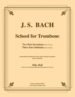 Book cover for School for Trombone Inventions and Sinfonias with sound files