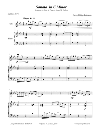 Book cover for Telemann: Sonata in C Minor for Flute & Piano