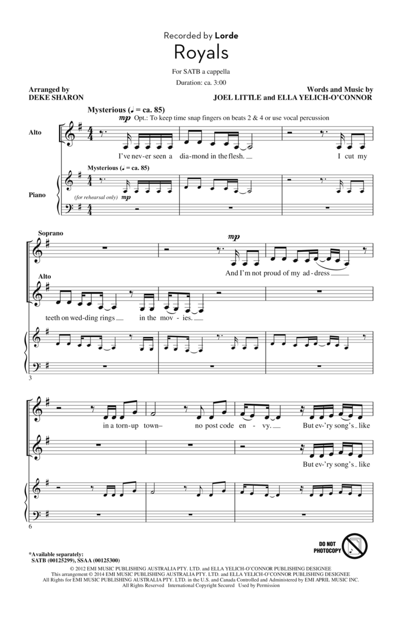 Royals (arr. Deke Sharon)