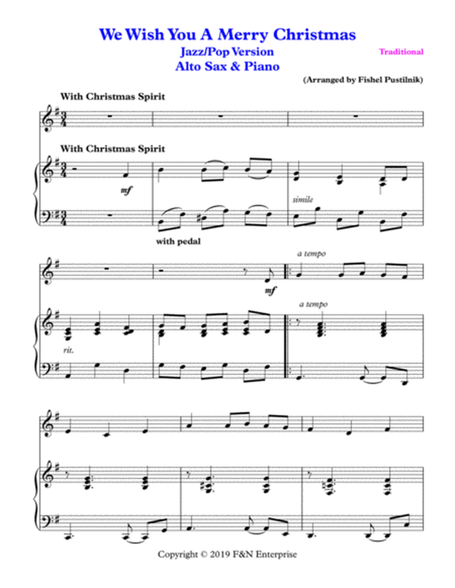 "We Wish You A Merry Christmas" for Alto Sax and Piano-Video image number null