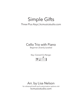 Book cover for Simple Gifts - Cello Trio with Piano Accompaniment
