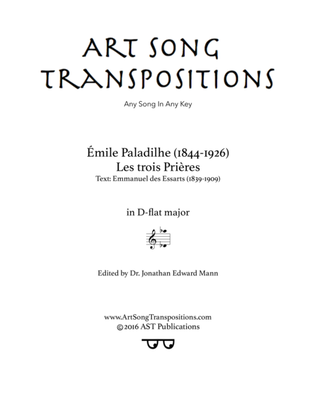Book cover for PALADILHE: Les trois Prières (transposed to D-flat major)