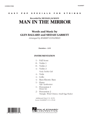 Book cover for Man in the Mirror - Full Score