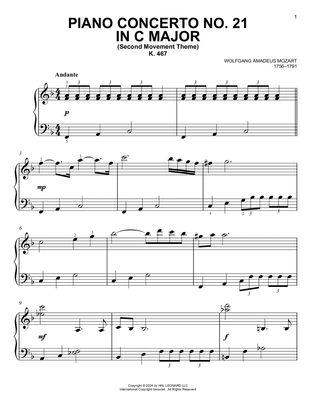 Book cover for Piano Concerto No. 21 In C Major ("Elvira Madigan"), Second Movement Excerpt