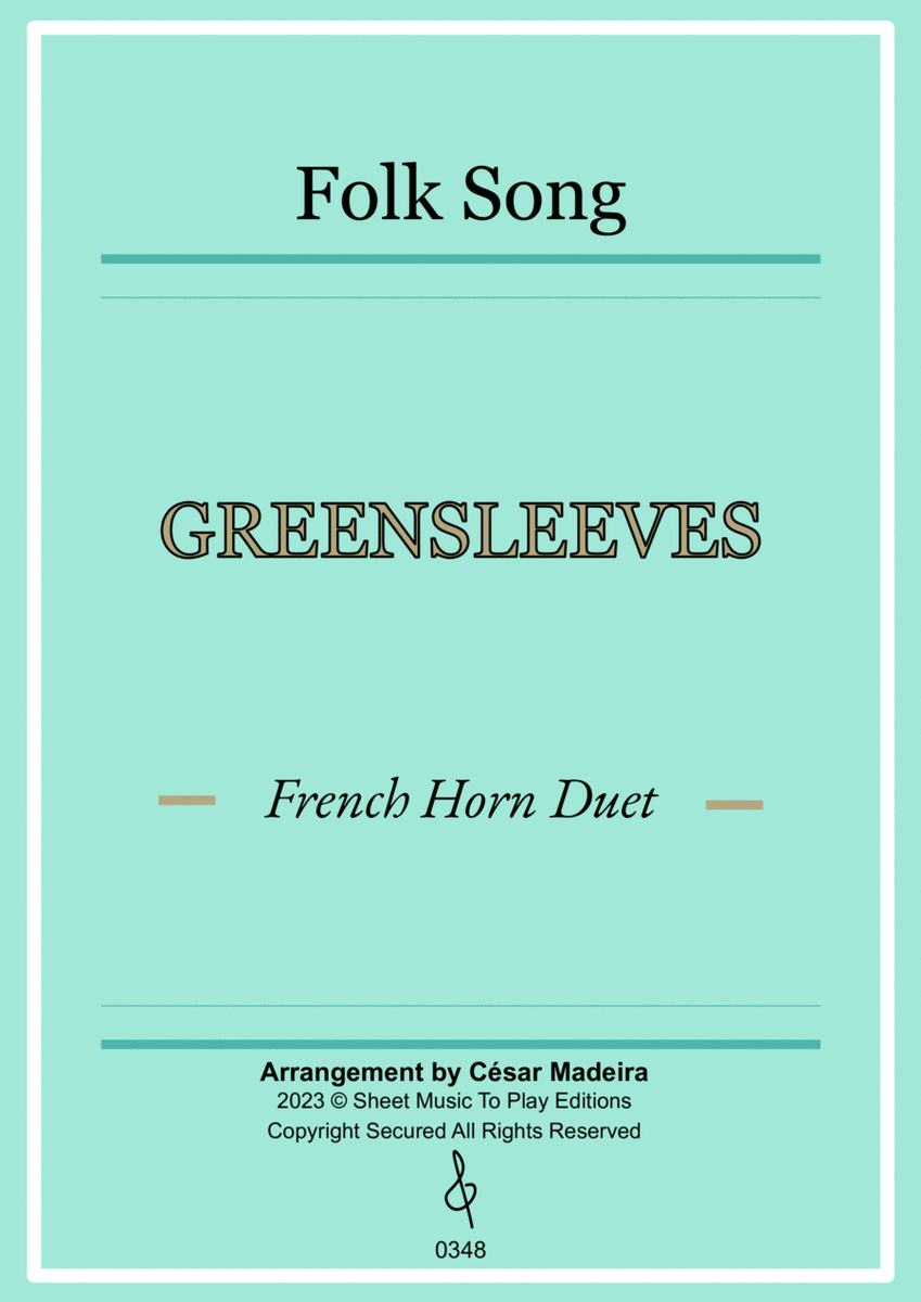 Greensleeves - French Horn Duet - W/Chords (Full Score and Parts) image number null