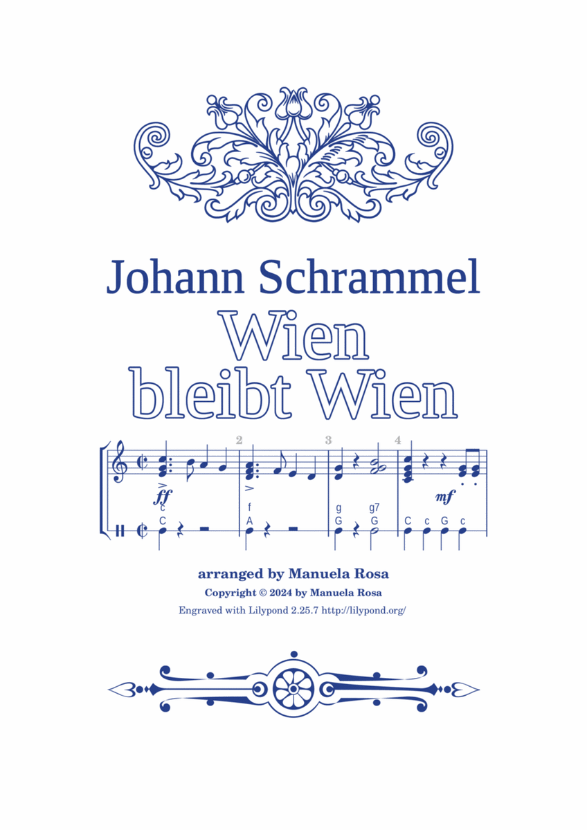 Wien bleibt Wien (Vienna stays Vienna; Johann Schrammel, scores on 2 pages;) image number null