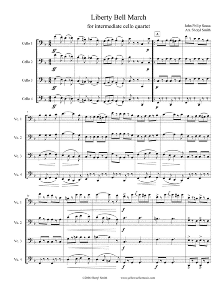 Liberty Bell March by Sousa, arranged for intermediate cello quartet / four cellos