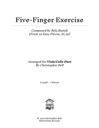 Book cover for Bela Bartok - Five-Finger Exercise(From 10 Easy Pieces) - Viola/Cello Duet
