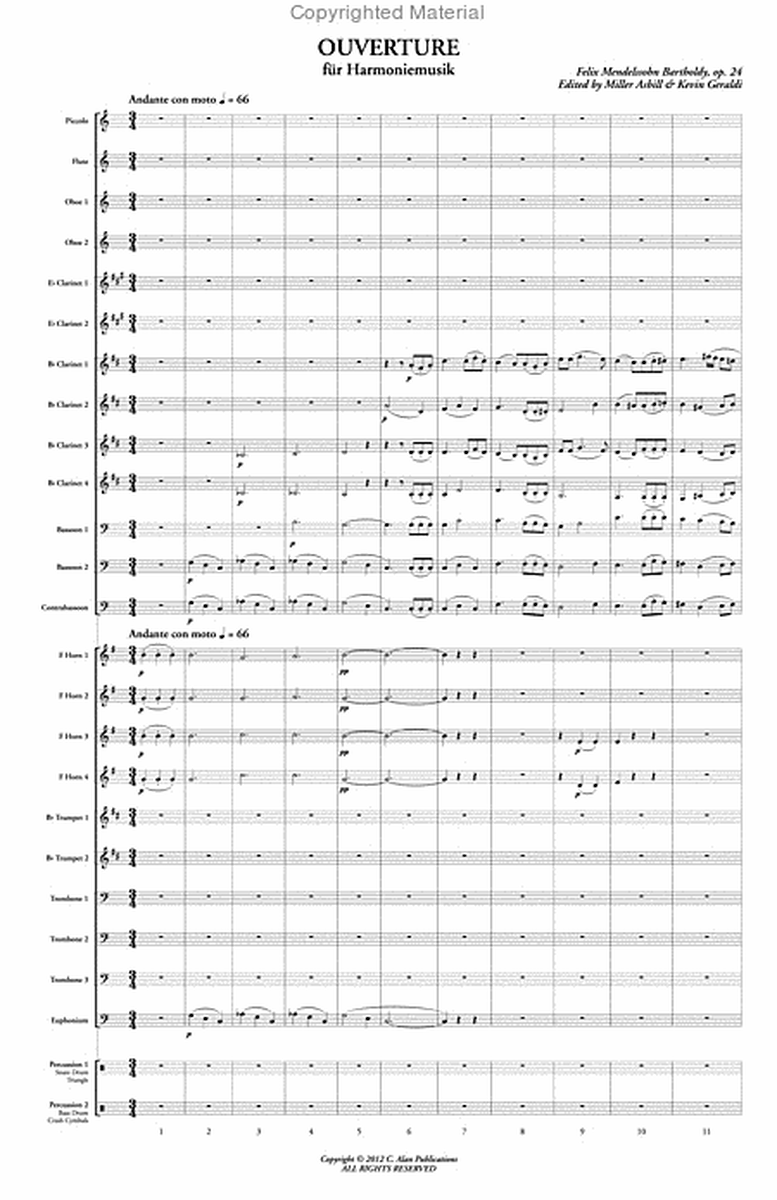 Ouverture fur Harmoniemusik (score & parts) by Felix Bartholdy Mendelssohn B-Flat Clarinet - Sheet Music