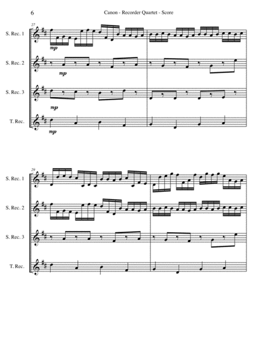 Pachelbel's Canon for Recorder Quartet image number null