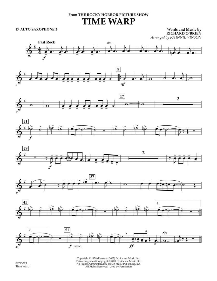Time Warp (from "The Rocky Horror Picture Show") - Eb Alto Saxophone 2