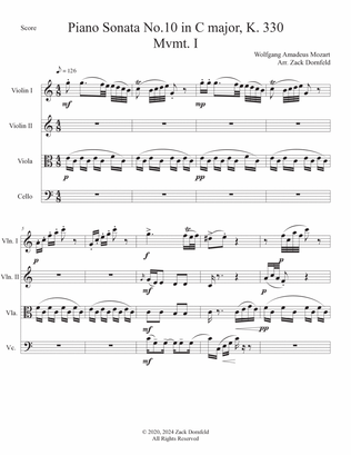 Piano Sonata No.10 in C major, K. 330 Mvmt. I