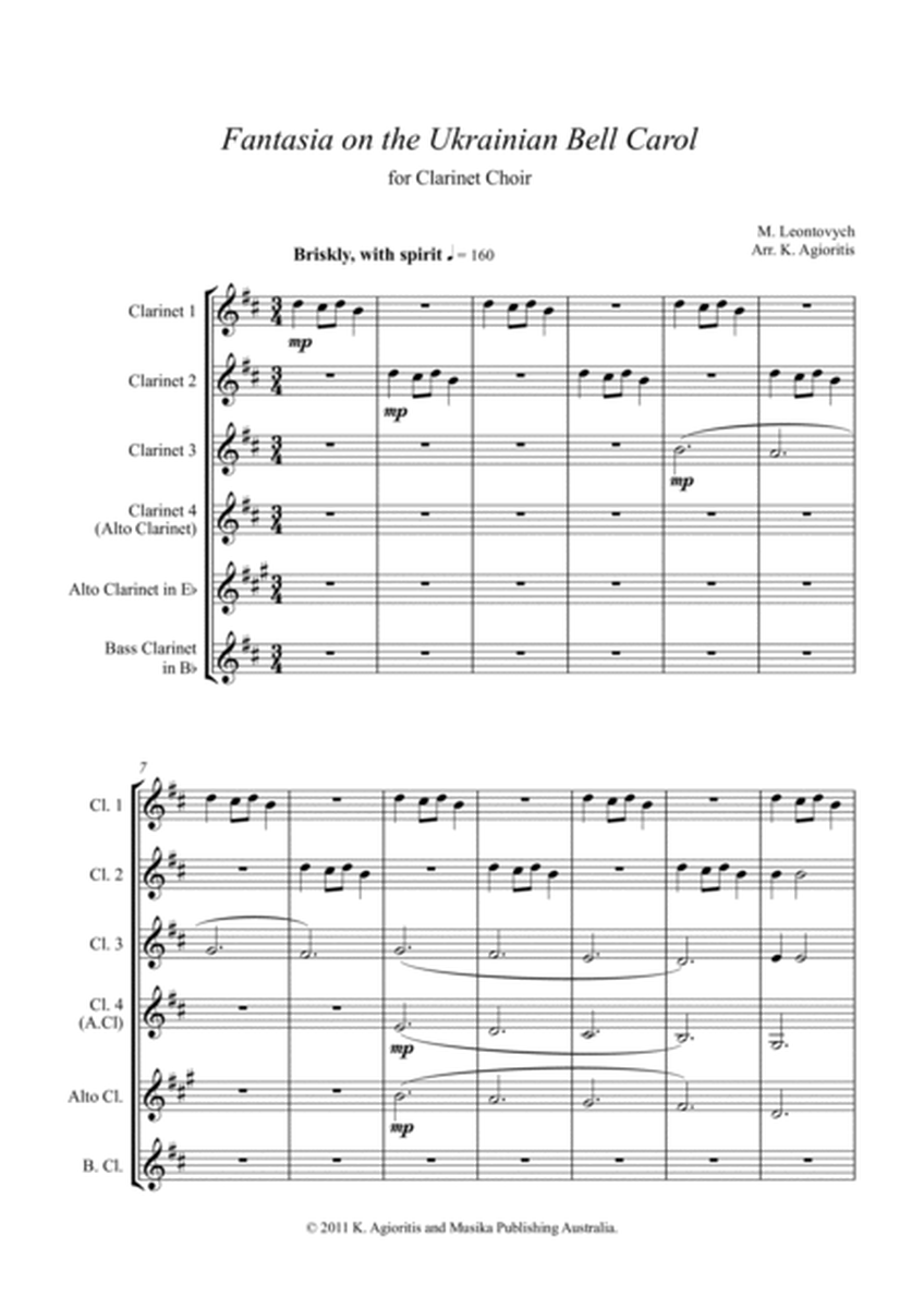 Fantasia on the Ukrainian Bell Carol - for Clarinet Choir image number null