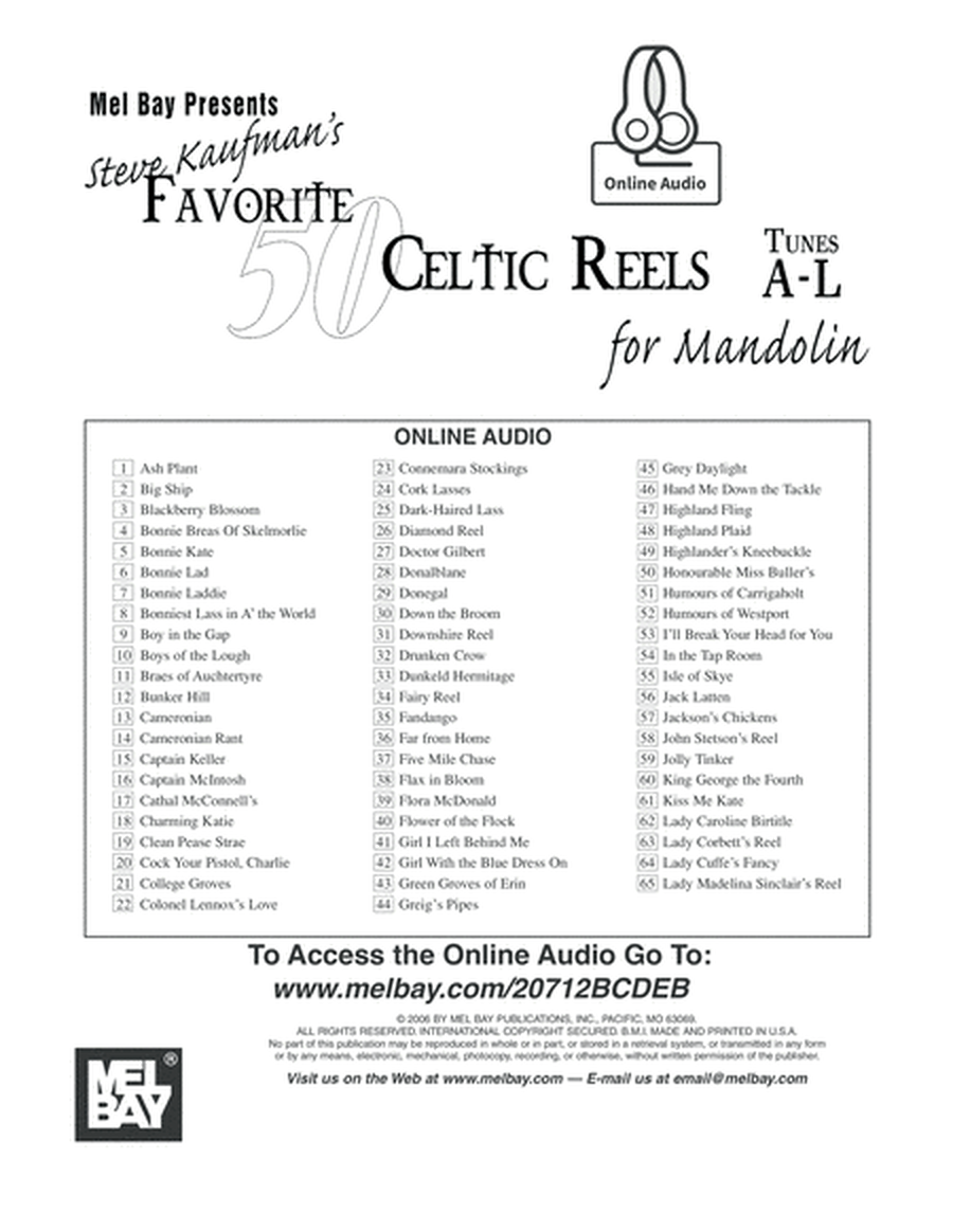 Steve Kaufman's Favorite 50 Celtic Reels A-L for Mandolin image number null