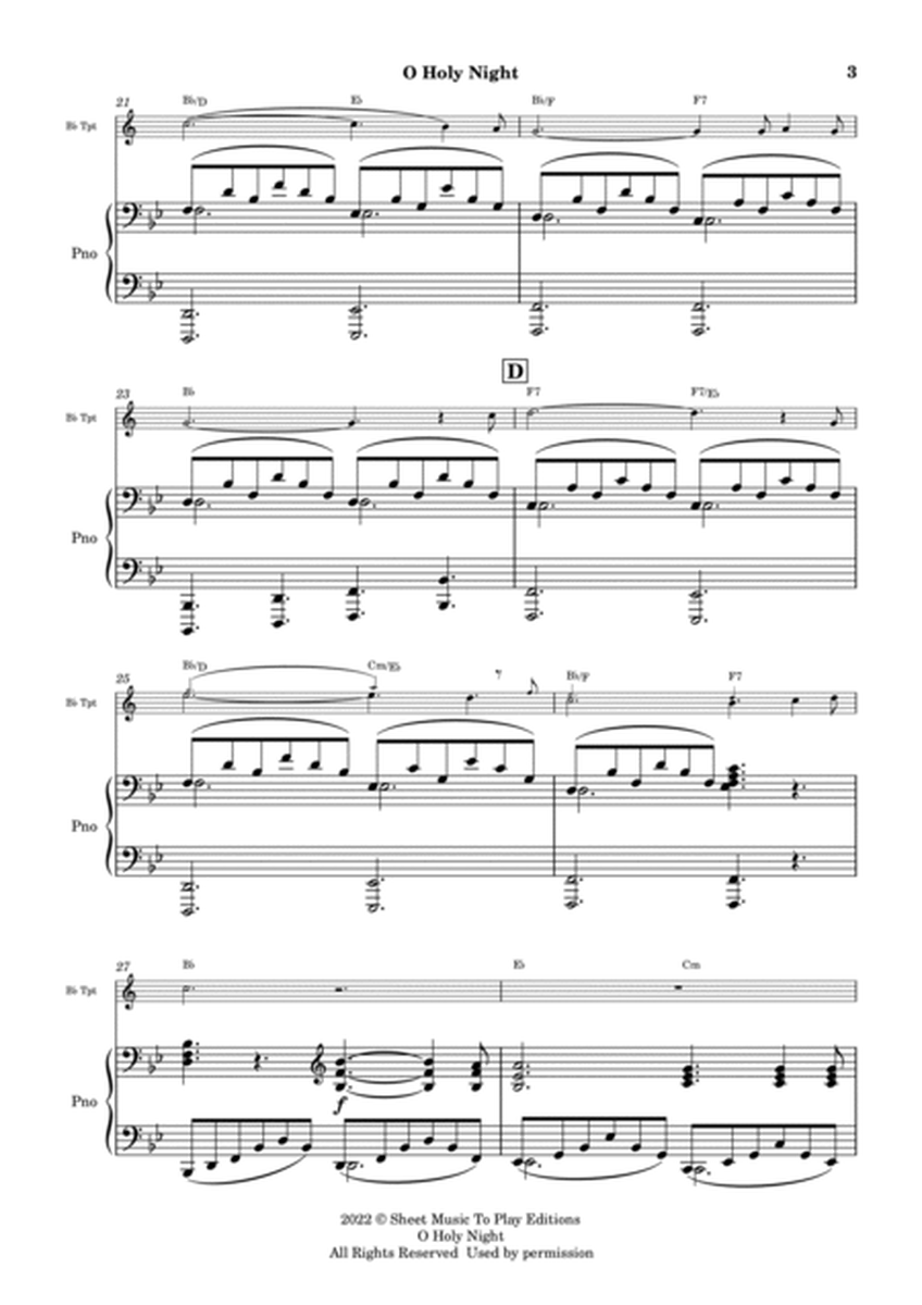 O Holy Night - Bb Trumpet and Piano - W/Chords (Full Score and Parts) image number null