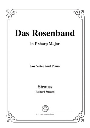 Book cover for Richard Strauss-Das Rosenband in F sharp Major,for Voice and Piano