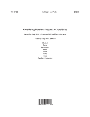Book cover for Considering Matthew Shepard: A Choral Suite - Score