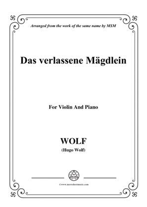 Book cover for Wolf-Das verlassene Mägdlein, for Violin and Piano