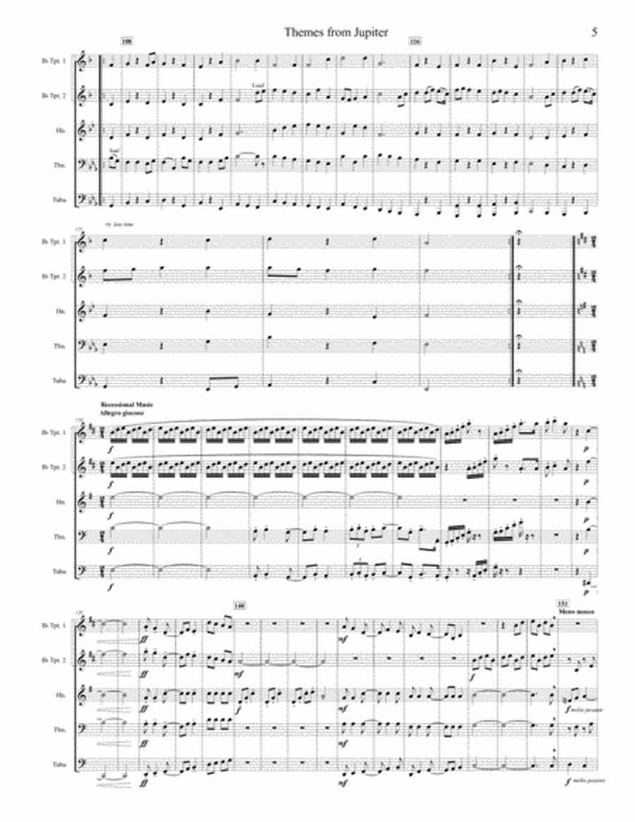 Themes from Jupiter for Brass Quintet