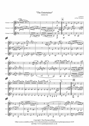 Book cover for Scott Joplin: "The Entertainer" (in cut time/alla breve) - clarinet trio