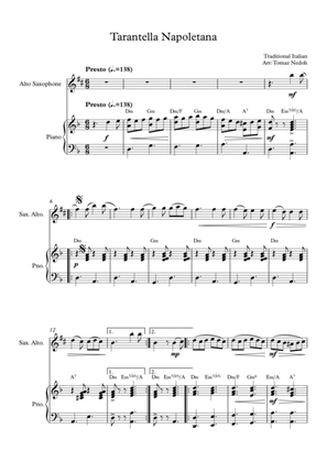 Book cover for Tarantella Napoletana for Alto Saxophone and Piano