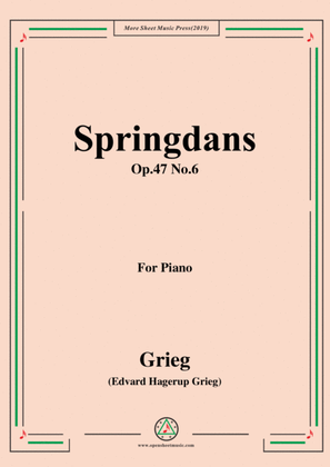 Book cover for Grieg-Springdans Op.47 No.6,for Piano