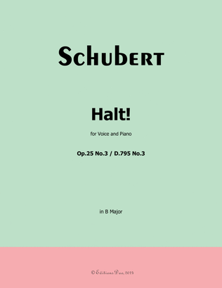 Halt! by Schubert, Op.25 No.3, in B Major