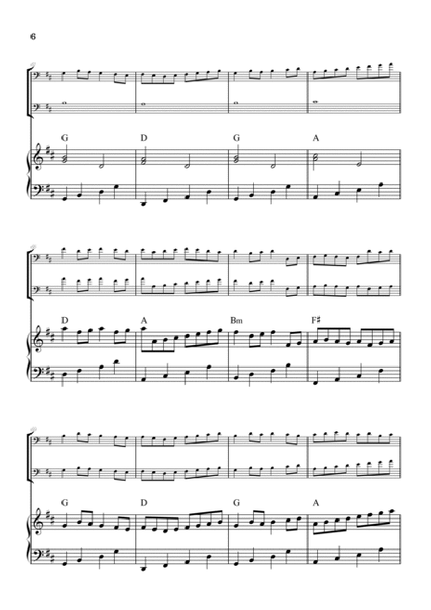 Pachelbel Canon in D • cello duet sheet music w/ piano accompaniment [chords] image number null