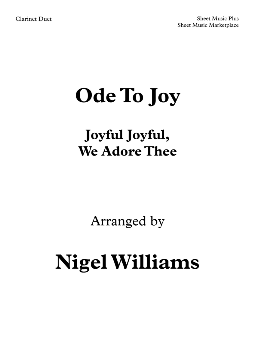 Ode To Joy (Joyful Joyful, We Adore Thee), for Clarinet Duet image number null