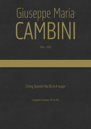 Book cover for Cambini - String Quintet No.10 in A major